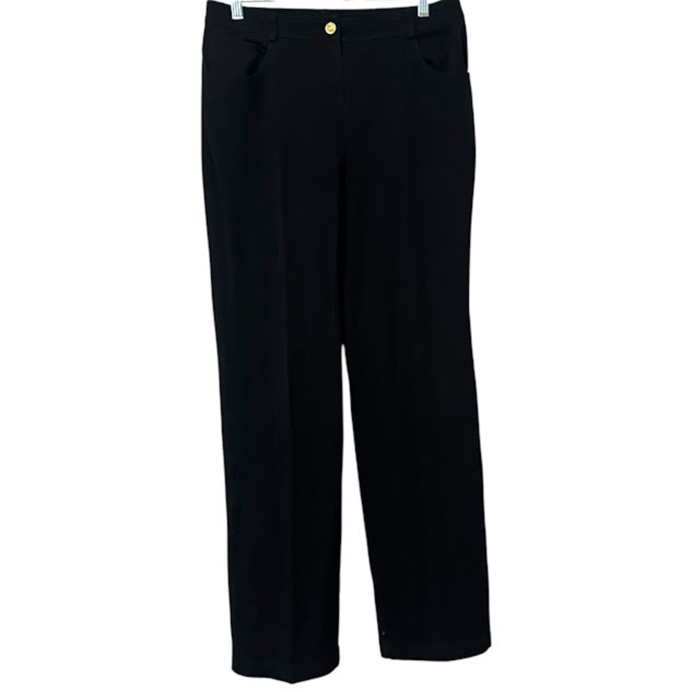 St. John Black Slim Straight Leg Stretch Casual Pants‎ Womens 8 Tall 32" Inseam